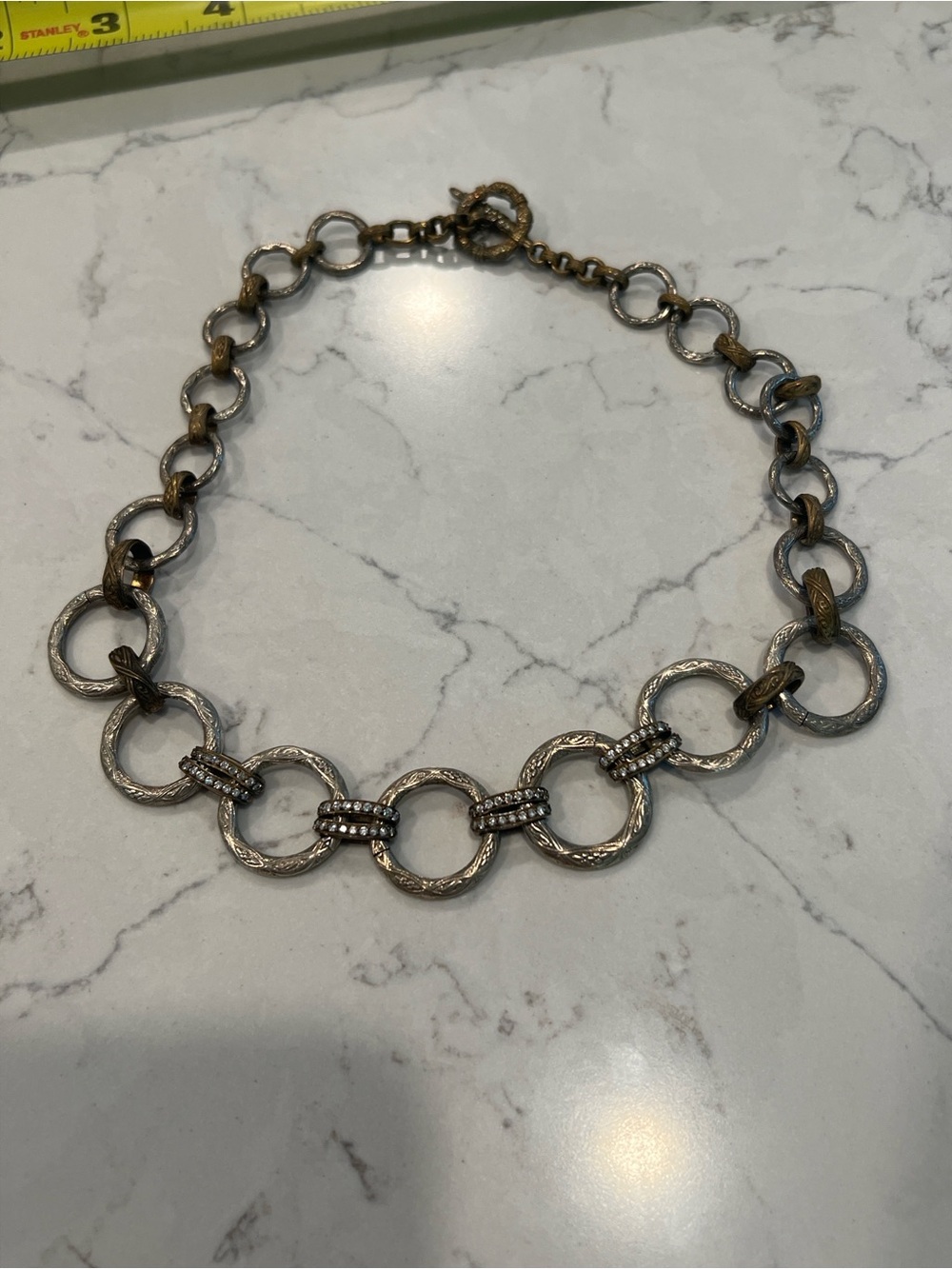 Stephen Dweck Diamond mixed metal link necklace Neiman Marcus Estate Jewelry